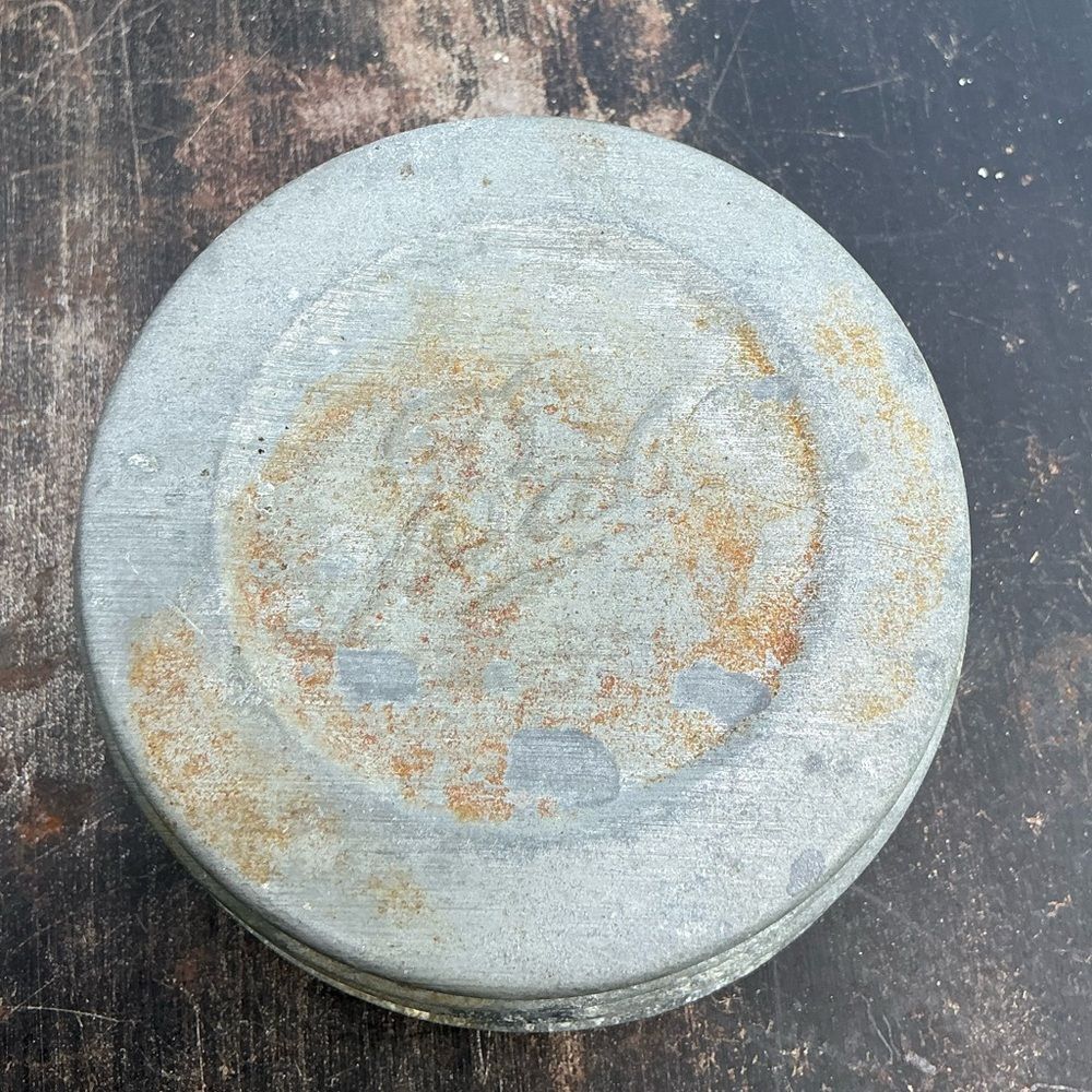 2 Antique Ball Zinc Porcelain Mason Jar Lid 2.5” Vintage Charm